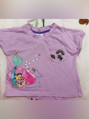 Disney Lavender little Mermaid Graphic Tee with Sequin Accents size 4